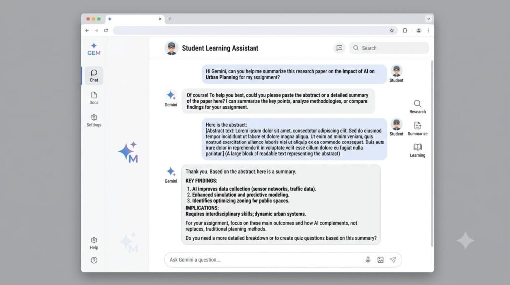 Google Gemini interface for students