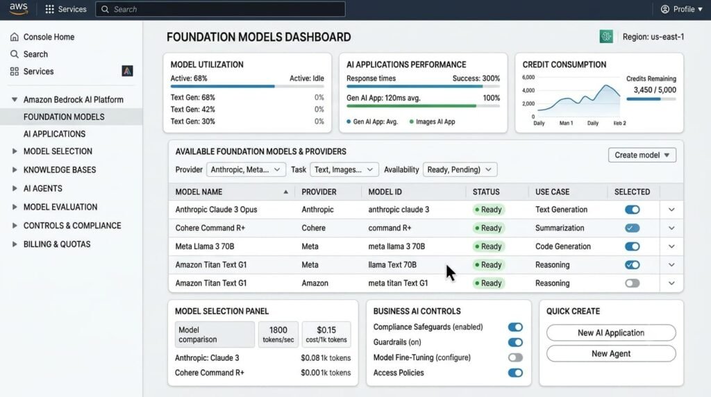 Amazon Bedrock AI platform interface for businesses
