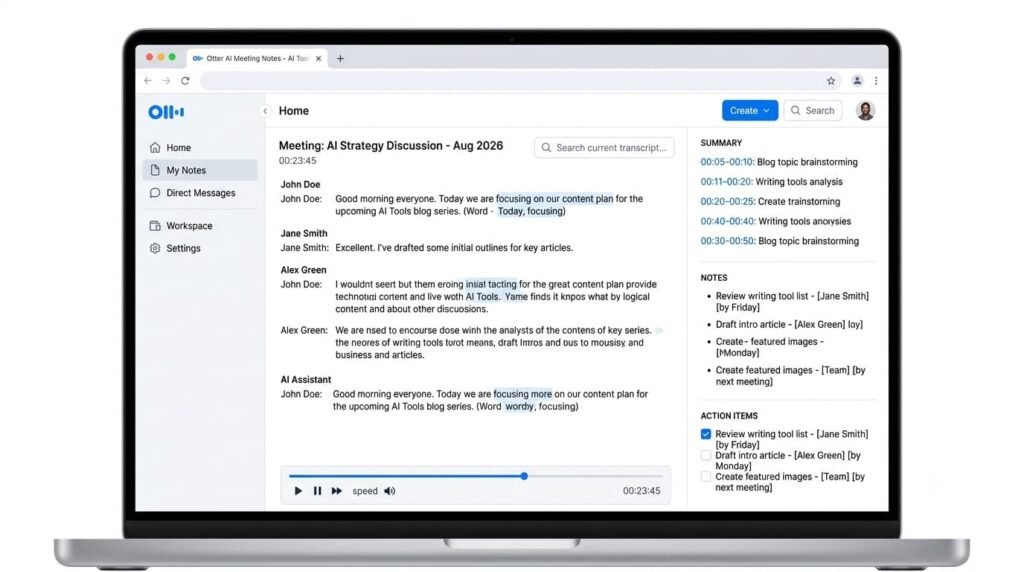 Otter AI transcription and meeting notes interface