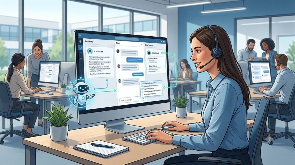 AI assistant supporting a customer service agent