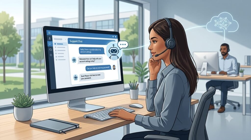AI chatbot helping a customer with support