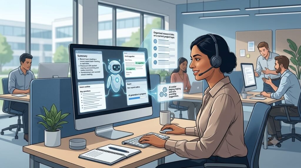 AI assistant helping employees with business tasks