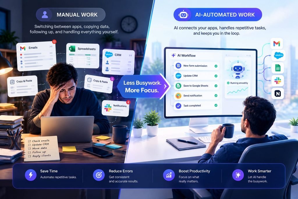 AI workflow automation compared with manual work