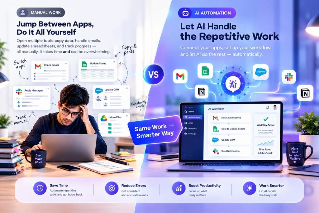 Manual work vs AI workflow automation