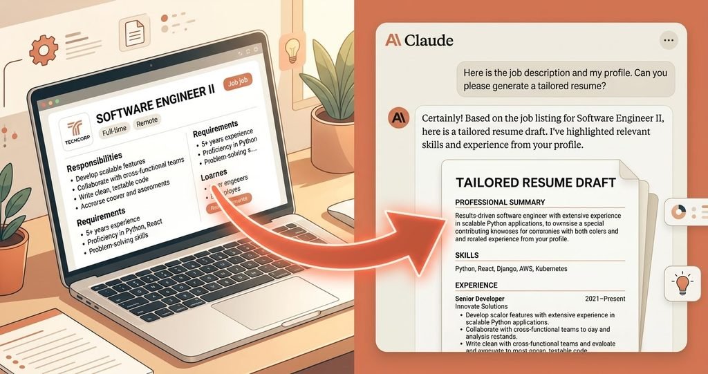 Claude AI tailoring resume for Indeed job